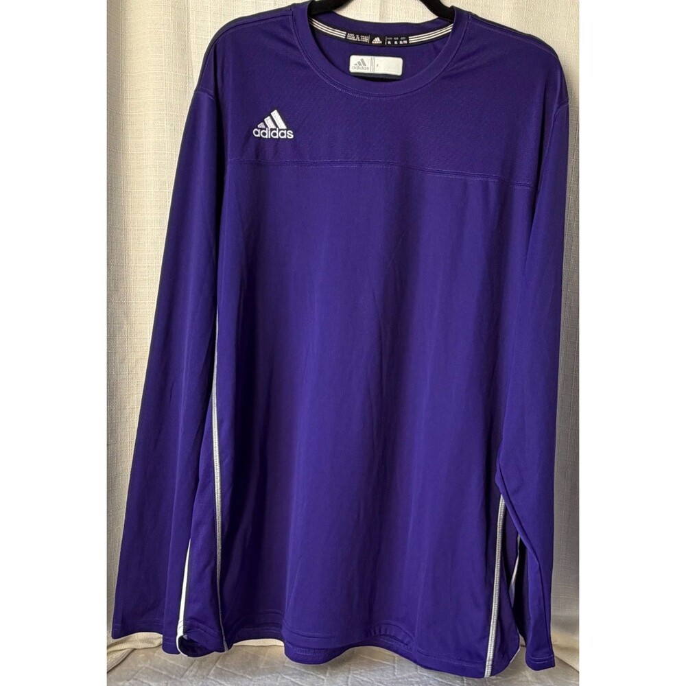 Adidas Purple Long Sleeve Training Shirt Men’s XL 100% Polyester Soccer Athletic